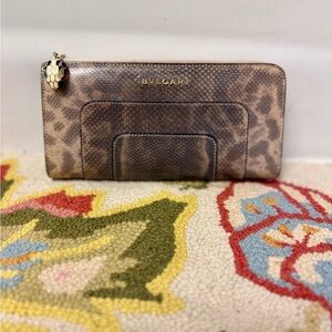 BVLGARI Serpenti Forever Zip Leather Snakeskin Clutch/Wallet